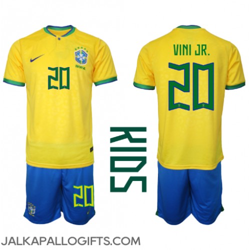 Brasilia Vinicius Junior #20 Koti Peliasu Lasten MM-kisat 2022 Lyhythihainen (+ Lyhyet housut)
